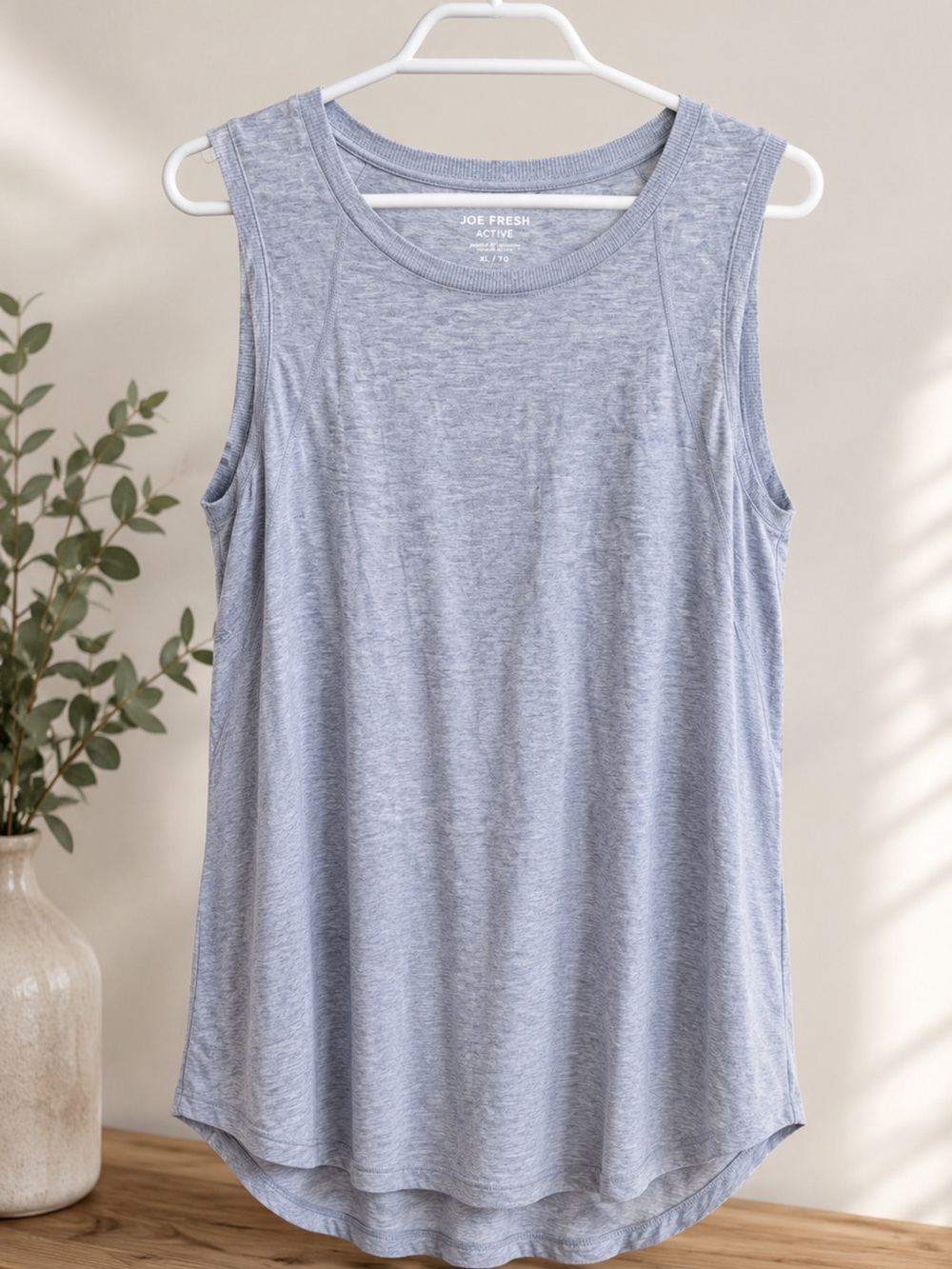 Light Blue Heathered Sleeveless Tank Top - Picture 2 of 4